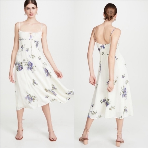 Reformation Bran Floral Midi Dress in Macadamia Size 12 - Picture 1 of 8